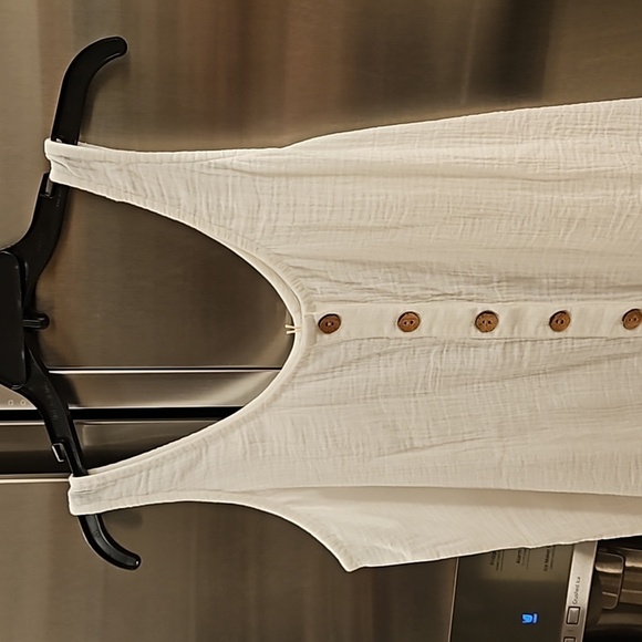 💕FAHERTY💕 Dream Cotton Gauze Jamesport Romper ~ White Medium M NWT - Picture 12 of 16